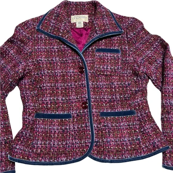 Jones New York Country - Women’s Colorful Tweed Blazer Sz. PS - Picture 2 of 7